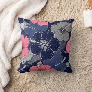 Coussin Motif d'Hibiscus Tropical Côtier (2)