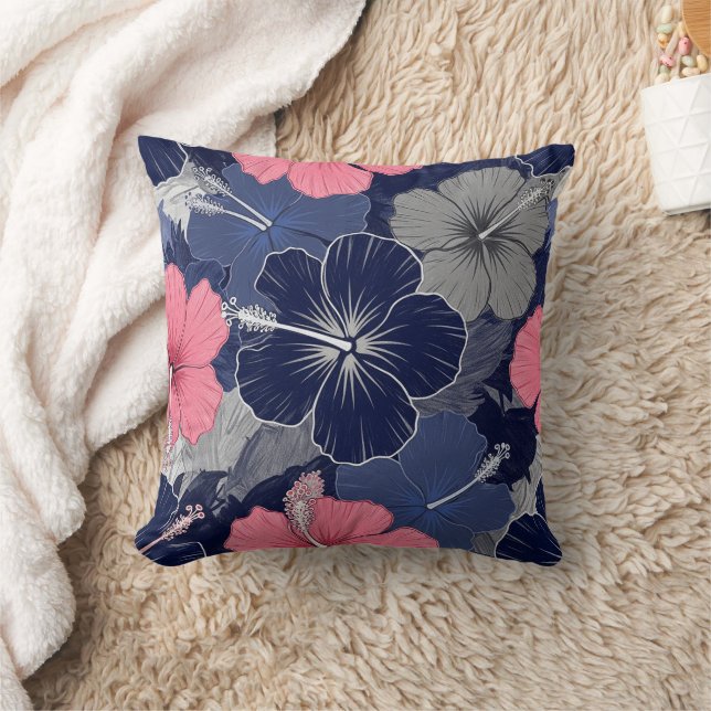 Coussin Motif d'Hibiscus Tropical Côtier (2) (Couverture)
