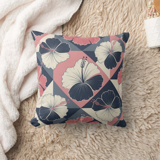 Coussin Motif d'Hibiscus Tropical Côtier (3) (Couverture)