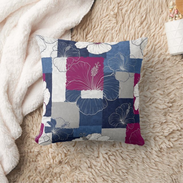 Coussin Motif d'Hibiscus Tropical Côtier (5) (Couverture)