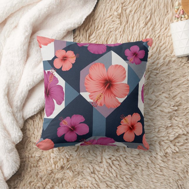 Coussin Motif d'Hibiscus Tropical Côtier (8) (Couverture)