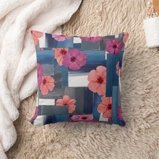 Coussin Motif d'Hibiscus Tropical Côtier (9) (Couverture)