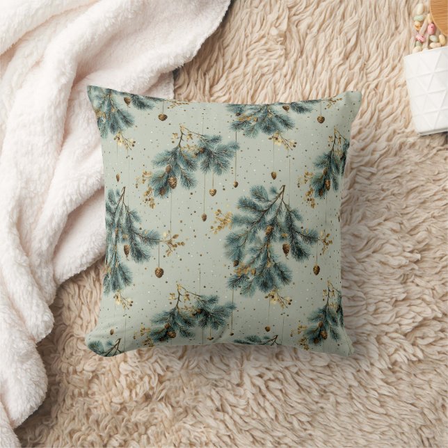 Coussin Motif d'hiver de Pinecone bleu et Brown (Couverture)