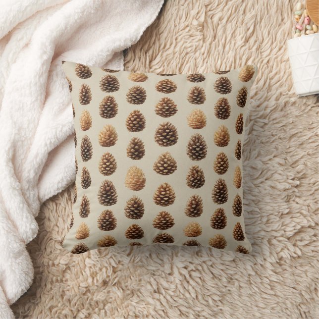 Coussin Motif d'hiver Rustique Brown Pine Cône (Couverture)