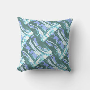 Coussin Motif diagonal gris-blanc Lavande de mer