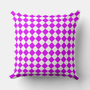Coussin Motif diamant à carreaux blanc violet