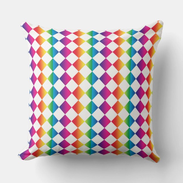 Coussin Motif diamant à carreaux coloré  (Recto)