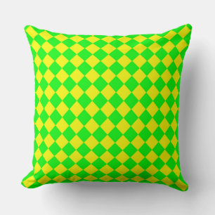 Coussin Motif diamant à carreaux jaune vert 