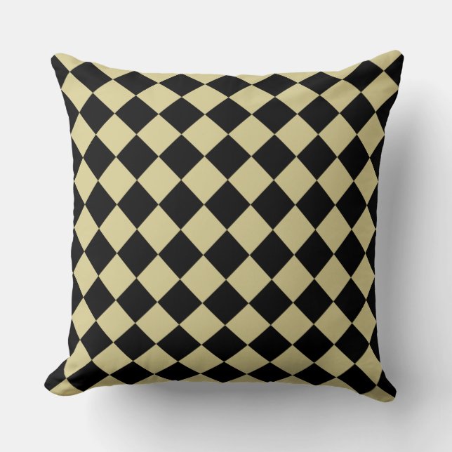 Coussin Motif diamant à carreaux noirs (Recto)
