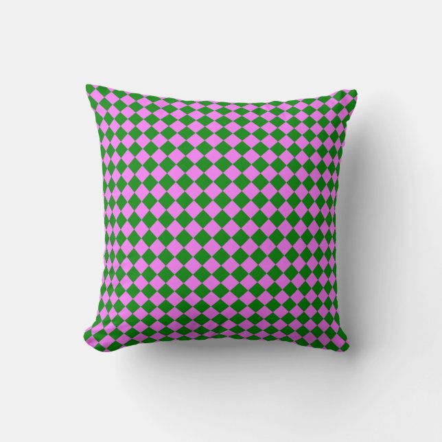 Coussin Motif diamant à carreaux rose vert (Recto)