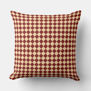 Coussin Motif diamant à carreaux rouge jaune