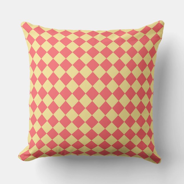Coussin Motif diamant Coral Yellow Checker (Recto)