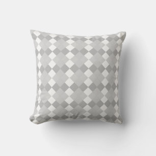 Coussin Motif diamant élégant gris argenté et blanc