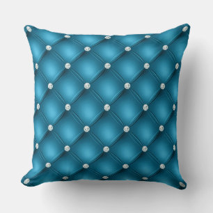 Coussin Motif Diamant Luxe Bleu Moyen Tufté