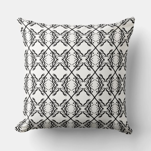 Coussin Motif Diamant moderne en noir et blanc (Recto)