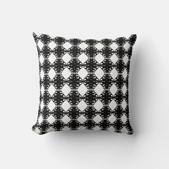 Coussin Motif diamant moderne sur fond noir et blanc (Recto)