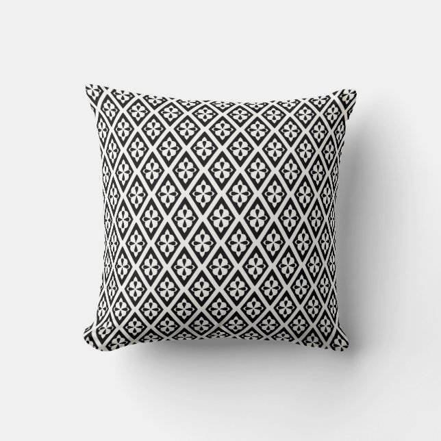 Coussin Motif diamant - noir et blanc (Recto)