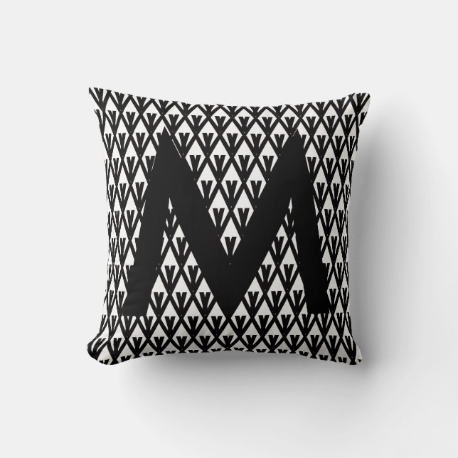 Coussin Motif diamant noir et blanc élégant (Recto)