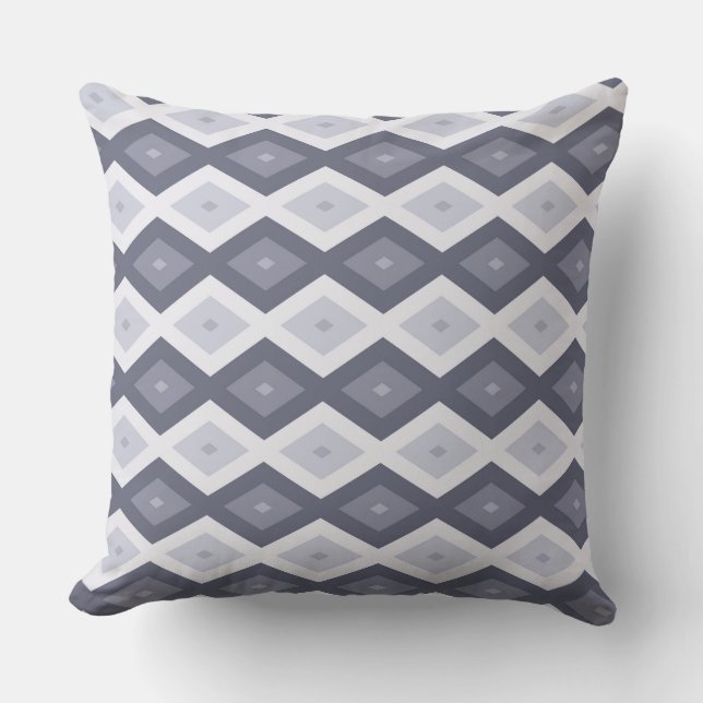 Coussin Motif diamant nuances de bleu gris (Recto)