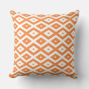 Coussin Motif diamant orange et blanc