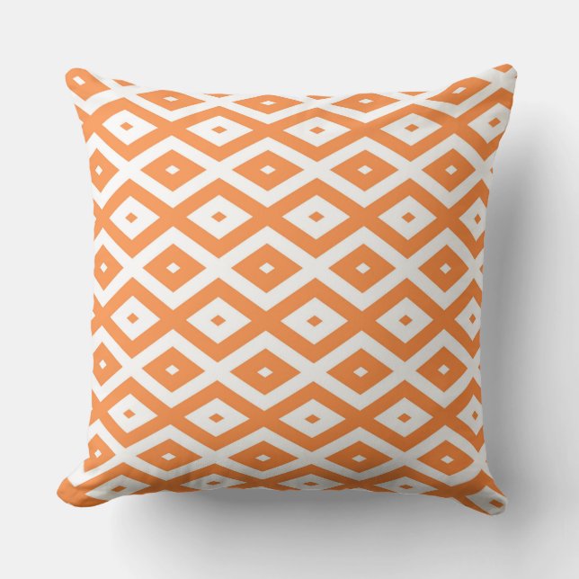 Coussin Motif diamant orange et blanc (Recto)