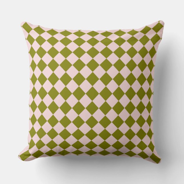 Coussin Motif diamant Pink Green Checker (Recto)