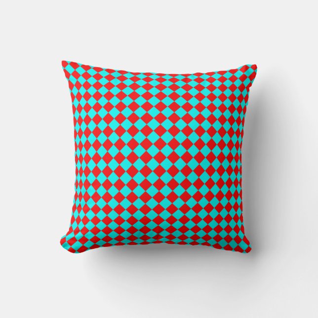 Coussin Motif diamant Red Cyan Checker (Recto)
