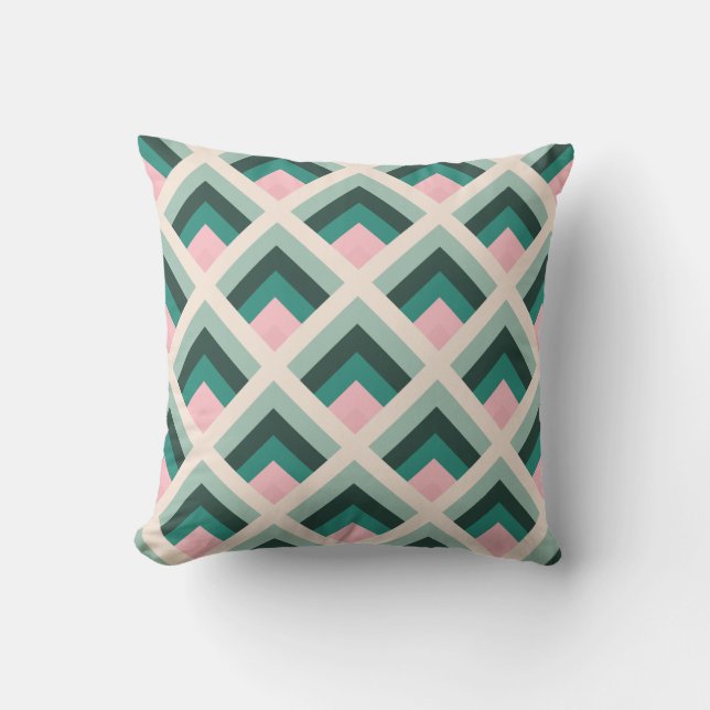 Coussin Motif Diamant Rose Et Vert (Recto)
