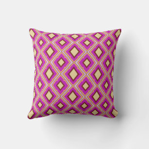 Coussin Motif diamant rose fuchsia jaune
