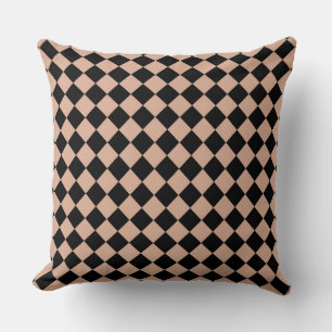 Coussin Motif diamant rose noir Checker