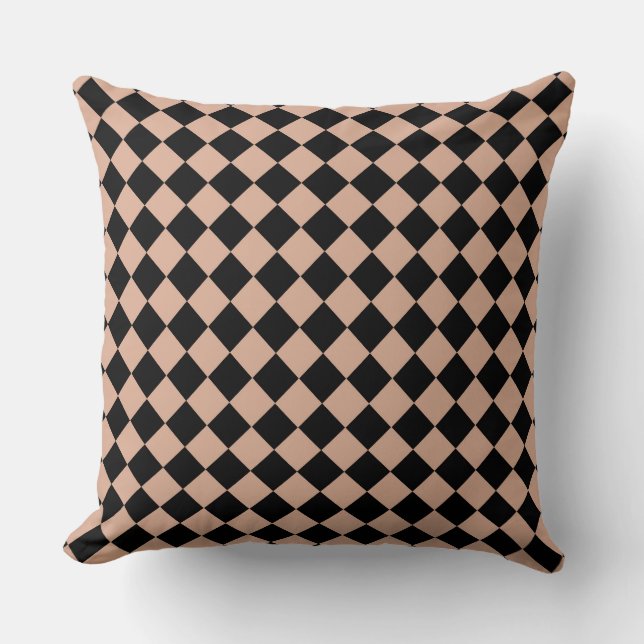 Coussin Motif diamant rose noir Checker (Recto)