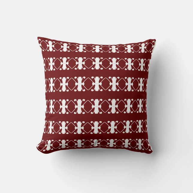 Coussin Motif diamant rouge et blanc élégant (Recto)