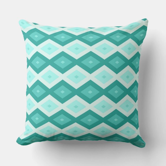 Coussin Motif diamant turquoise (Recto)
