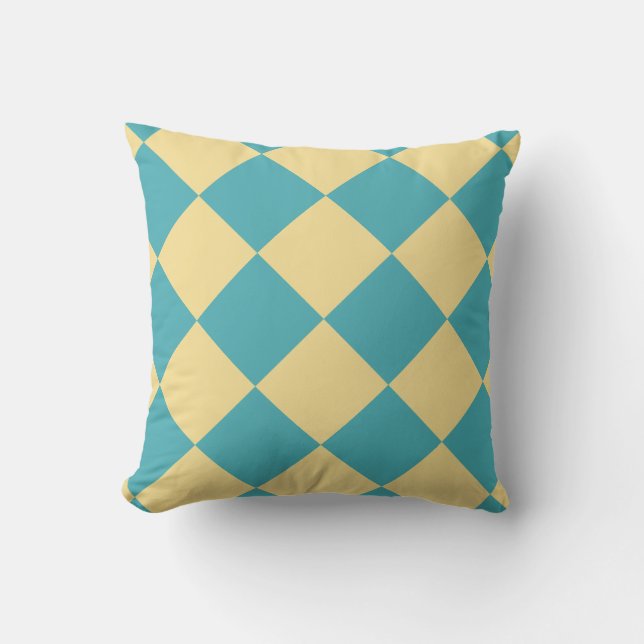 Coussin Motif diamant turquoise et jaune (Recto)