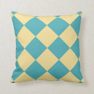 Coussin Motif diamant turquoise et jaune