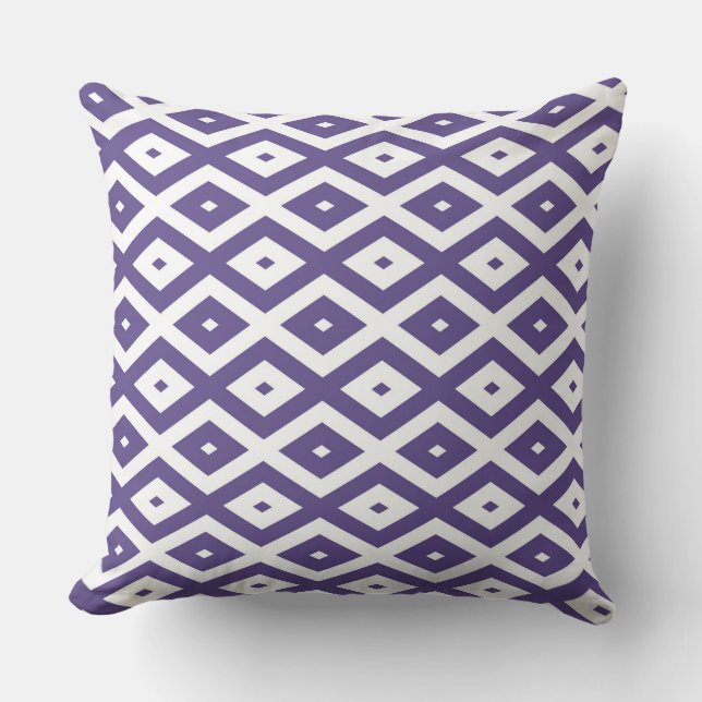 Coussin Motif diamant ultra violet et blanc (Recto)