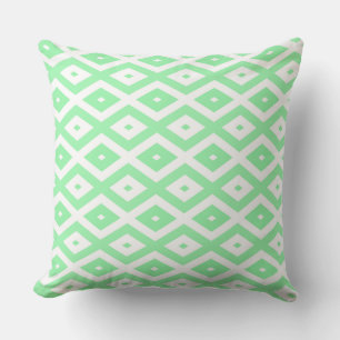 Coussin Motif diamant vert et blanc