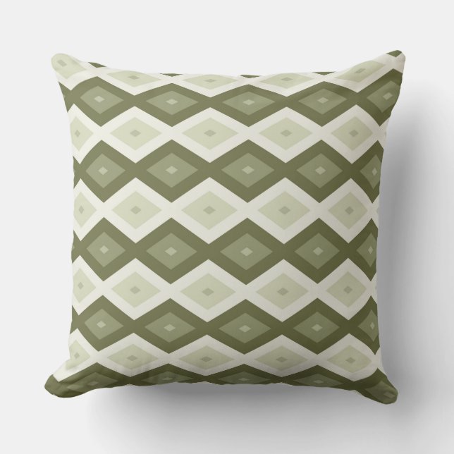 Coussin Motif diamant vert olive (Recto)