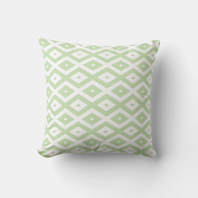 Coussin Motif diamant vert pâle et blanc (Recto)