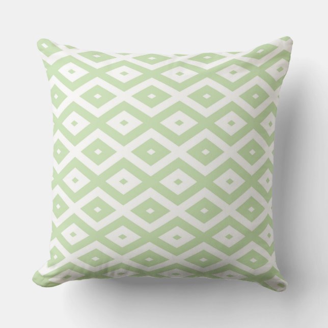 Coussin Motif diamant vert pâle et blanc (Recto)