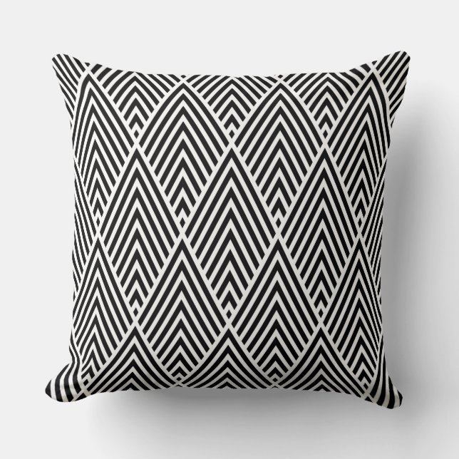 Coussin Motif Diamant Vintage noir et blanc (Recto)