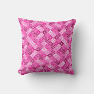 Coussin Motif diamanté à filigrane rose