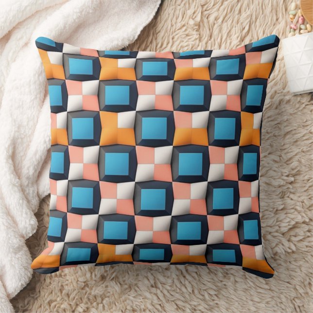Coussin Motif d'illusion géométrique 3D dynamique - Couleu (Couverture)