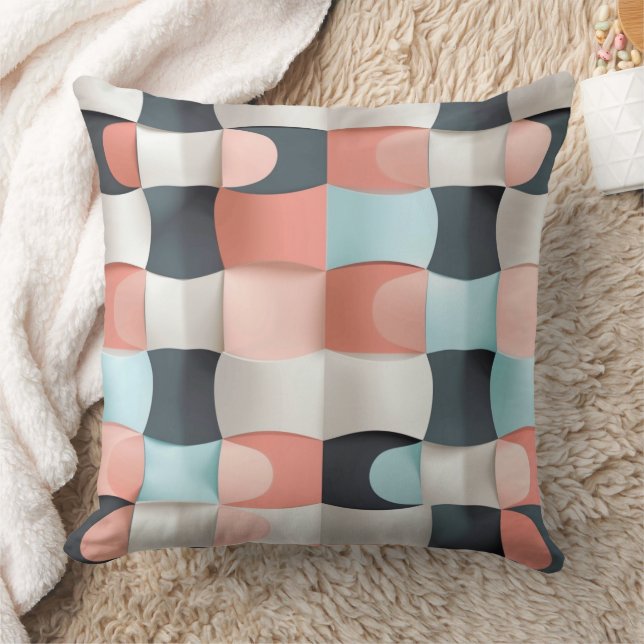 Coussin Motif d'illusion géométrique incurvée 3D moderne (Couverture)
