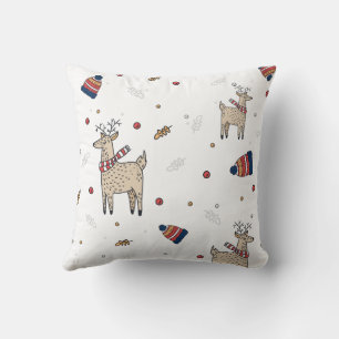 Coussin Motif d'illustration de cerfs de Noël mignons