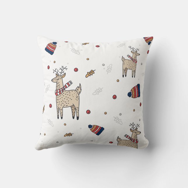 Coussin Motif d'illustration de cerfs de Noël mignons (Verso)