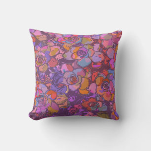 Coussin Motif d'illustration de fleurs botaniques en viole