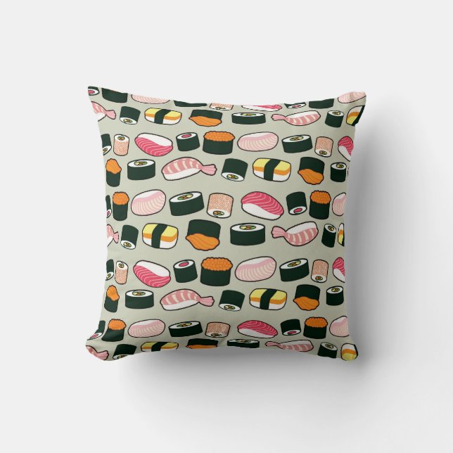 Coussin Motif d'illustrations d'amusement de sushi (Recto)