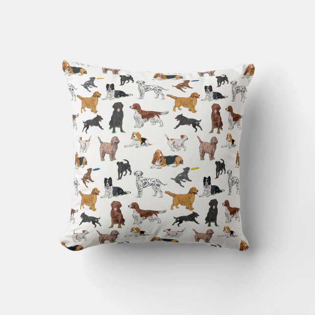 Coussin Motif d'illustrations de chiens mignons (Recto)