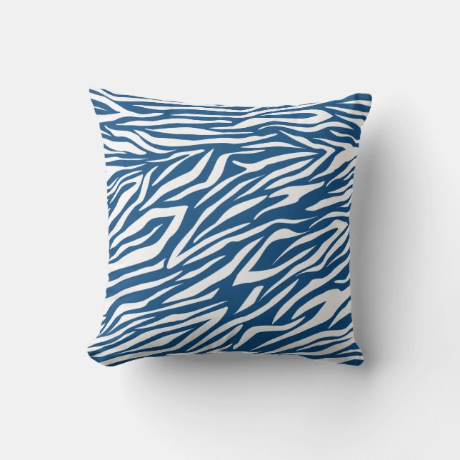 Coussin Motif d'impression classique bleu et blanc zèbre p (Recto)